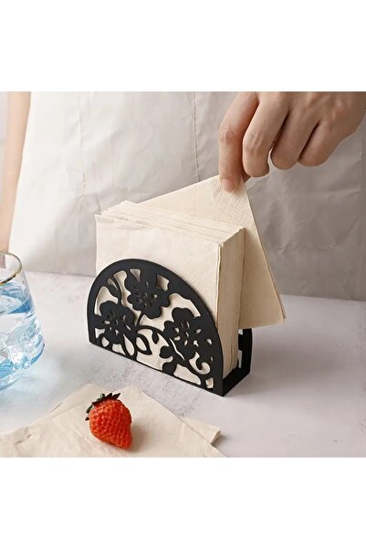 VENON Black Flower Elipse Metal Napkin Holder Table Restaurant Coffee Shop Hotel Napkin Holder Organizer