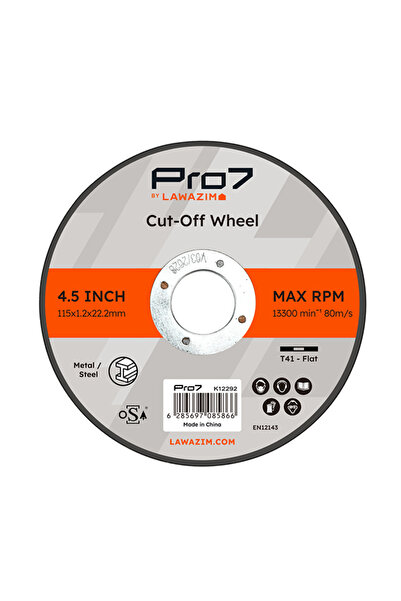 Lawazim Pro7 Cutting Disc 4.5 Inch - 5 Piece Metal Cut-Off Wheel 115x1.2mm for Steel and Inox