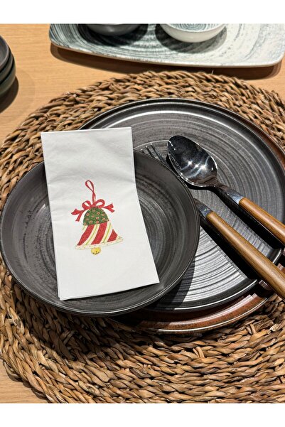 busrasdesign مناديل تقديم منقوشة على شكل جرس مطبوع عبوة من 16 قطعة