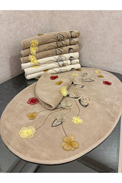 incisecrethome Σετ χαλιού & πατάκι από 100% βαμβάκι με κέντημα – Αντιολισθητική βάση 70*120 ΟΥΛΑΙΚΟ 2 ΤΕΜΑΧΙΑ