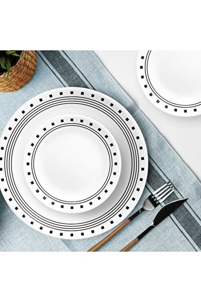 Corelle City Block Blue 16-Piece Dinnerware Set – Durable, Lightweight & Chip-Resistant