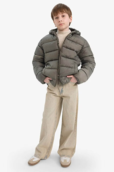 DeFacto Waterproof Hooded Zippered Inflatable Khaki Boy's Coat A1875A8/Kh210