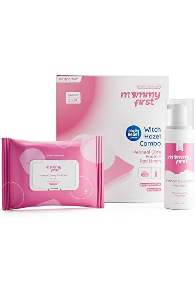 Mommy First Witch Hazel Postpartum Foam & Cooling Liners | Hemorrhoid Relief | 24 Liners + 5oz Spray