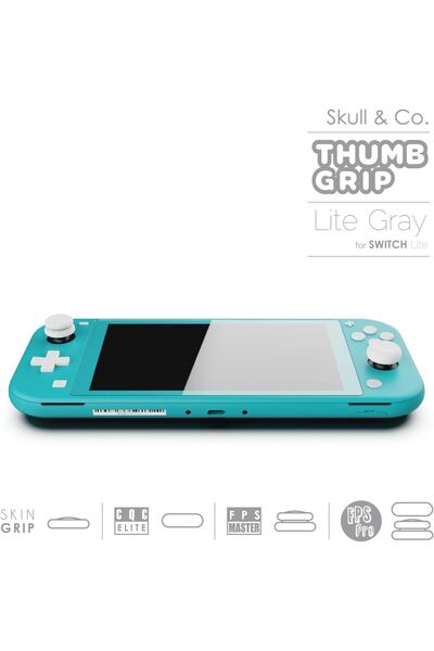 Skull & Co. Skin, CQC & FPS Thumb Grip Set for Nintendo Switch Lite - Lite Grey, 3 Pairs (6 pcs)