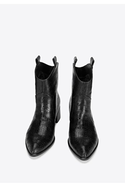 Wittchen Ghete cowboy din piele de crocodil pentru femei, negre, din piele