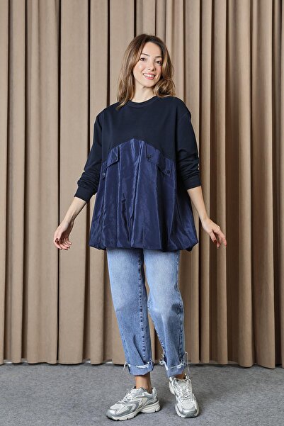 Loreen Women's Pocket Detail Oversized Tunic - 20714Tun - Navy