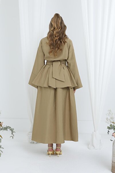 Loreen Women's Luna Belted Minimal Skirt Suit -20682Tks - Mink