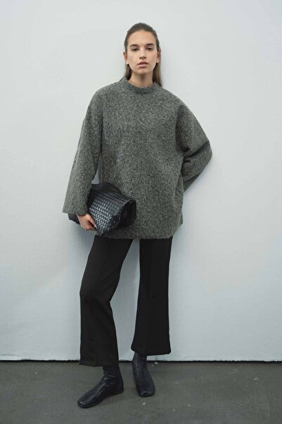 Hooopstore Melange Textured Anthracite Sweater