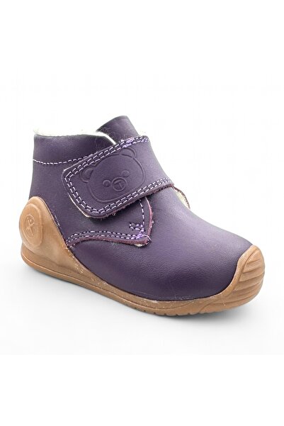 Kidopo Softy Purple leather boots with fur