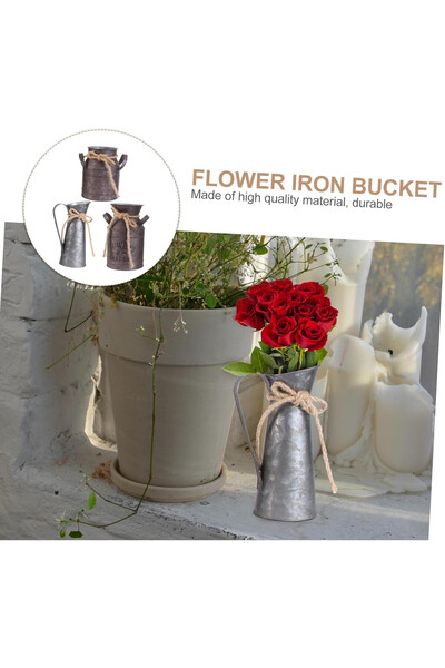 OEM Set of 3 vintage decorative vases Hemoton, 19x10 cm, rustic style, metallic