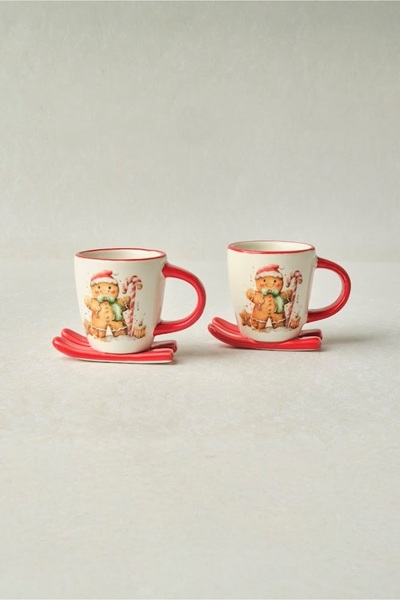 Karaca New Year Yılbaşı Sevimli Kurabiye Adam 2 Kişilik Kahve Fincan Takımı 80 ml