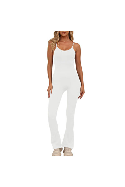 OEM JN JANPRINT women's jumpsuit, sleeveless, elegant, size M, U-neckline, thin straps, seamless, White