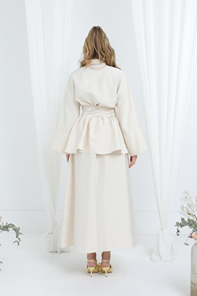 Loreen Women's Luna Belted Minimal Skirt Set -20682Tks - Stone