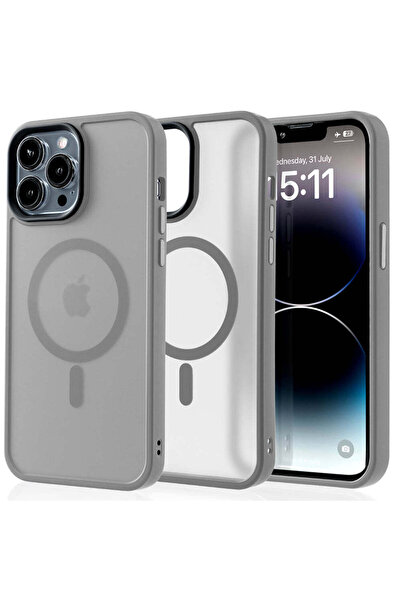 Casey Studios Magsafe Case iPhone 14 Pro Max, Slim, Wireless Charging, Raised Edges, Light Gray