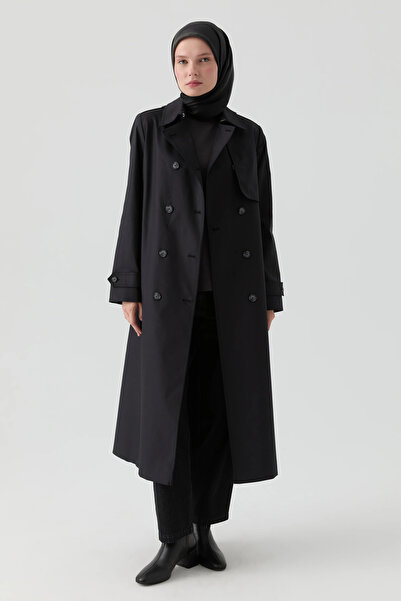 Tuğba Rüzgarlık Detaylı Trençkot - Siyah