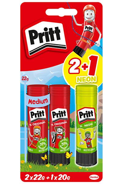 Pritt Stick Yapıştırıcı 2x22g + 20g (Neon Sarı)