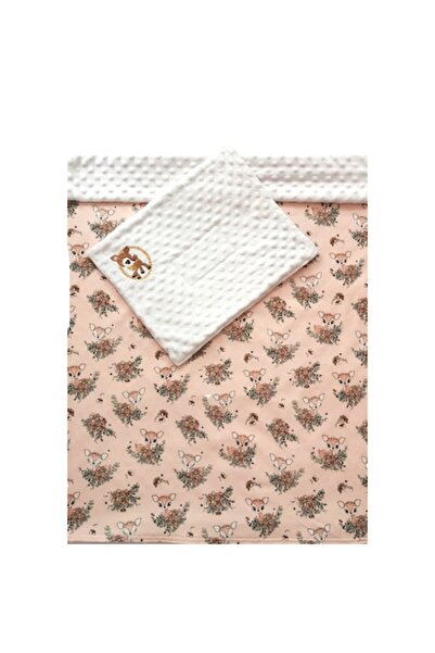 Atelier Broderie Carla Set păturică și pernă cu căprioare, Atelier Broderie Carla, minky și bumbac premium, 2 buc 95x75 +