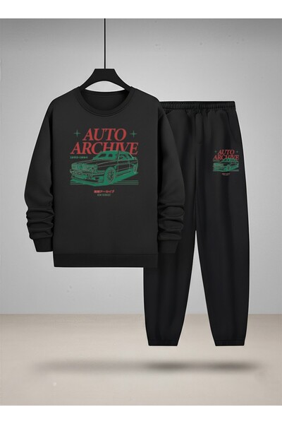 LORVEX Set de trening și bluză pentru băieți, cu gât rotund, model tricou AUT...