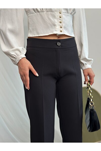 Avana collection Boru Paça Siyah Kumaş Pantolon
