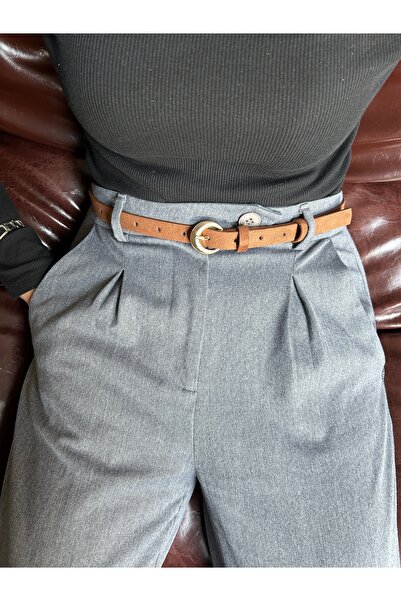 LİA KEMER حزام خصر نسائي من الجلد المدبوغ بنمط دائري من ستانس، حزام ذهبي بإبزيم، حزام للسترة، حزام للملابس، حزام للبنطلون