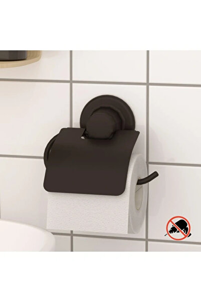 Evistro Vakumlu Tuvalet Kağıdı Askısı Kapaklı Siyah