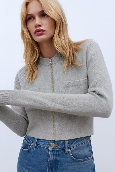 HAKKE Selanik Crop Yaka Detaylı Triko HIRKA