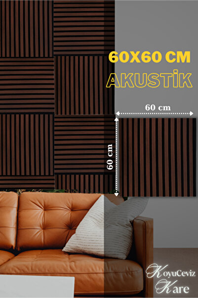 DECOALA MDF Ahşap Akustik Duvar Paneli 60x60 cm