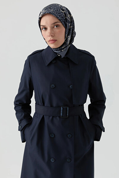 Tuğba Rüzgarlık Detaylı Trençkot - Lacivert