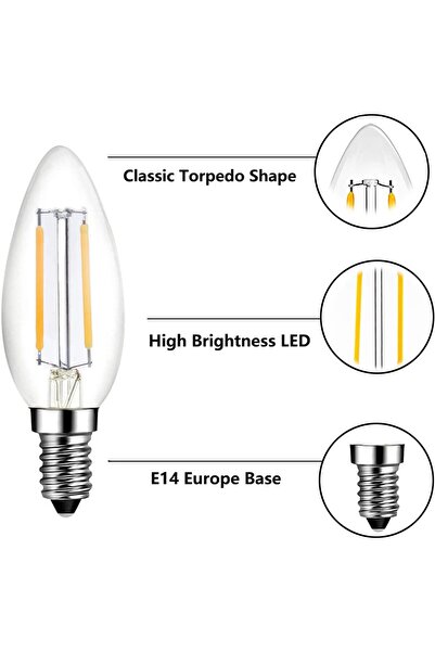 Generic Beonllay E14 LED Bulbs, E14 Base, 2W (Equiv. 25W), 110V, 2700K Warm White, 250 lm, Pack of 6