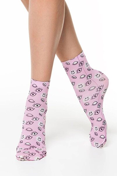 Conte Elegant Șosete amuzante cu model grafic pop-art, Conte Fantasy 094 - Roz deschis, 36-39 (23-25)