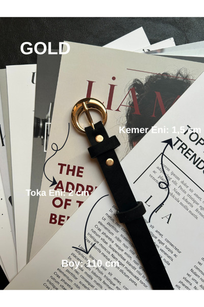 LİA KEMER Stance Round Patterned Suede Women's Gold Buckle Waist Belt Jacket Belt Dress Belt Trouser Belt