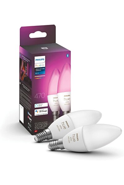Philips Hue White & Colour Ambiance Smart LED Light 2-Pack (E14, B39)