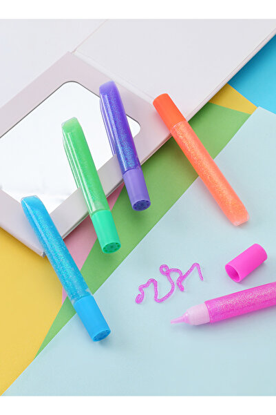 Lawazim Snail Glitter Glue 5 Piece Set - Colored Washable Non-Toxic Glue for Crafts, School Projects