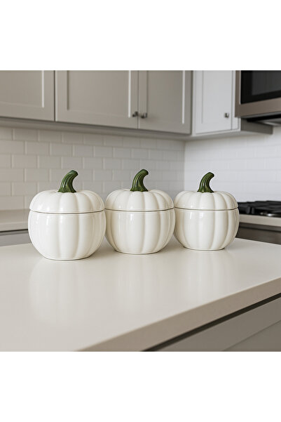 PEKPLUS Small Size White Pumpkin Storage, Pumpkin Spice Jar, Sugar Bowl