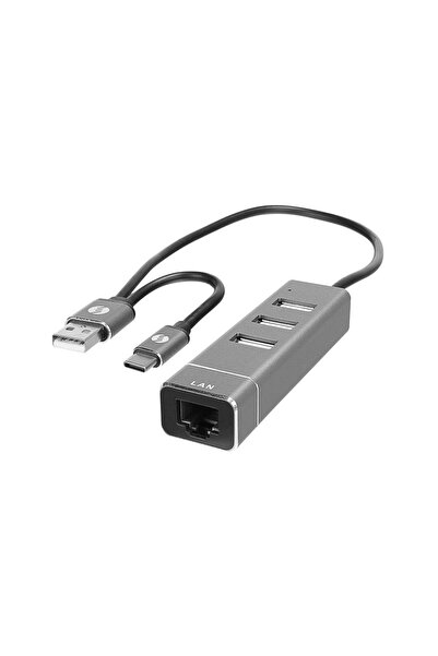 S-LINK SWV-USBC018 3 Port USB2.0 + RJ45 TypeC + USB 10/100Mbps Metal USB Hub