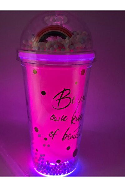 Market LED IŞIKLI KAR KÜRESİ KAPAKLI *RAINBOW CUP BARDAK * MATARA