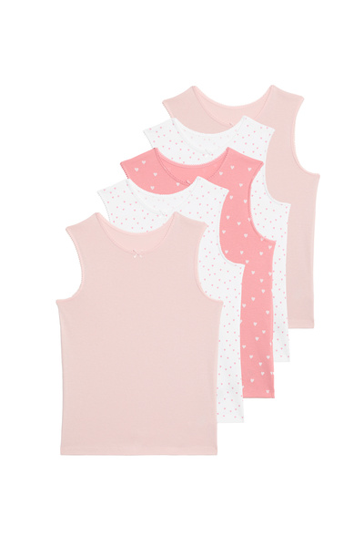 Marks & Spencer 5’li Saf Pamuklu Kalp Baskılı Atlet Seti