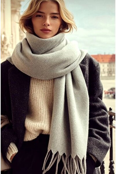 CapZone Women's Soft Tassel Scarf |   Thick Winter Soft Shawl Gray