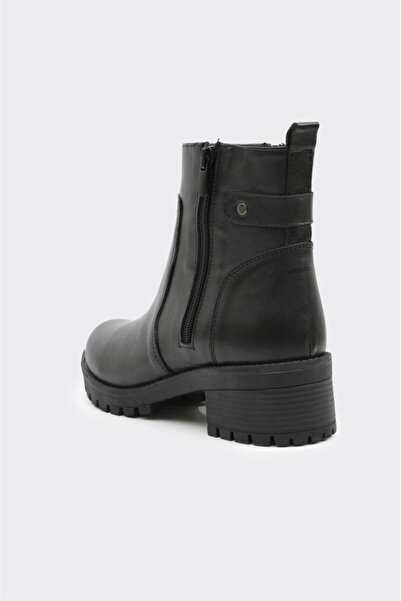 derinet Hakiki Deri Fermuarlı Kadın Bot