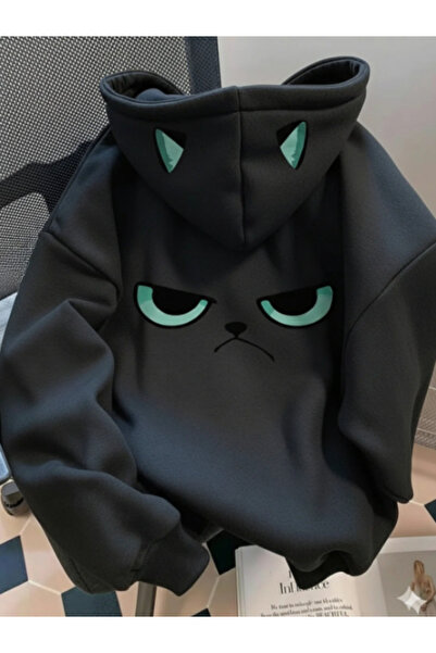 MOONBULL Unisex Eye Chest Back Printed Oversized Kangaroo Pocket Hooded Sweat...