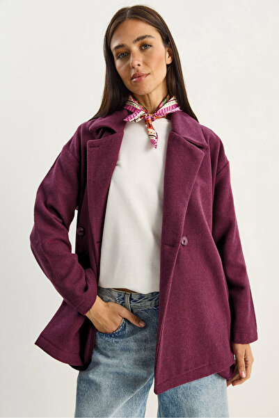 Bianco Lucci Jachetă blazer cu decolteu petrecut în V buzunare pentru femei 60283757