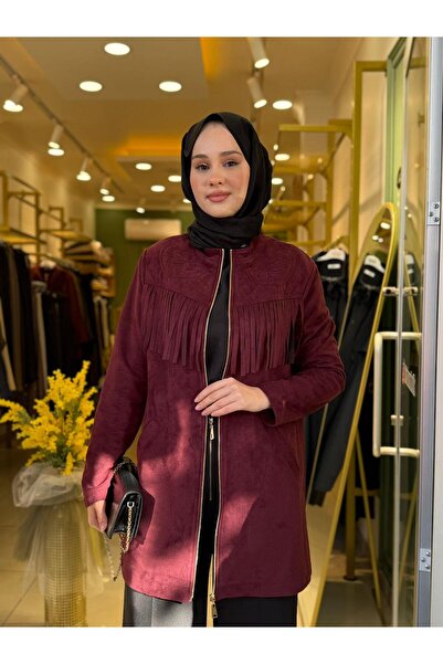 Nuss 6028 Püskül Detay İşlemeli Nubuk Kap Bordo