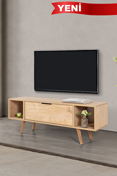 Evmo Home 3327 Mesir 130 Cm ( AHŞAP AYAKLI , METAL KULPLU ) TV Ünitesi , Safi...