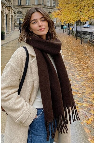 CapZone Women's Soft Tassel Scarf |   Thick Winter Soft Shawl Bitter Brown