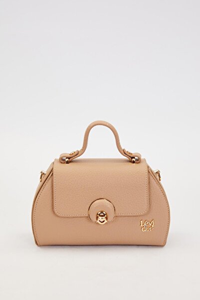 Levidor Kapaklı Uzun Askılı Küçük Boy Şık Kadın El ve Omuz Çantası LV930975 Vizon