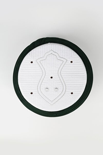 Sarıkhane Prayer Headscarf - Green Fabric - White Cap - Plain Wrap - Nâli Şerif - 7 Meters