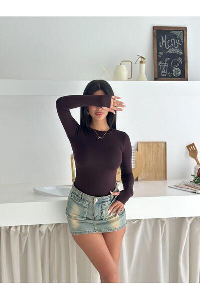 CİO Kadın Parmak Geçmeli Body Uzun Kollu T-shirt