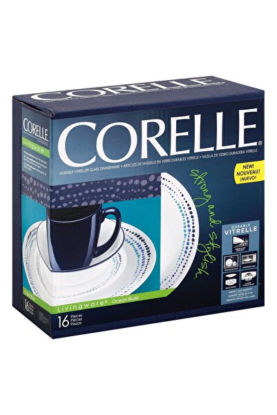 Corelle Ocean Blue 16-Piece Dinnerware Set – Durable, Lightweight & Chip-Resistant