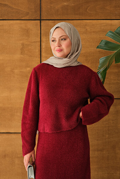 LOCCO Women's Lotus Skirt Suit Burgundy