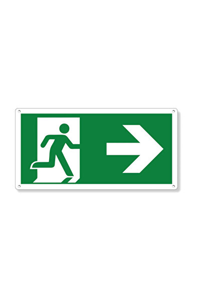 OEM Evacuation sign, Emergency, Exit, 150x300, Exit direction bottom right, Aluminum, Green